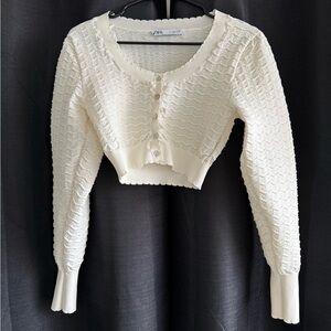 Zara Off-White Textured Knit Sweater